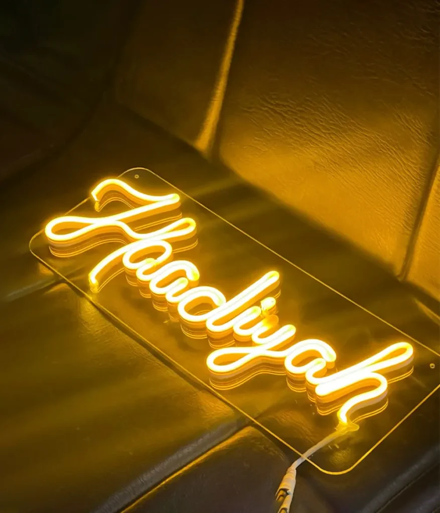 Stylish purple “Vibes” LED wall décor – modern Neon signs IN Lahore for cafés and lounges