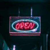Colorful neon sign glowing in the dark